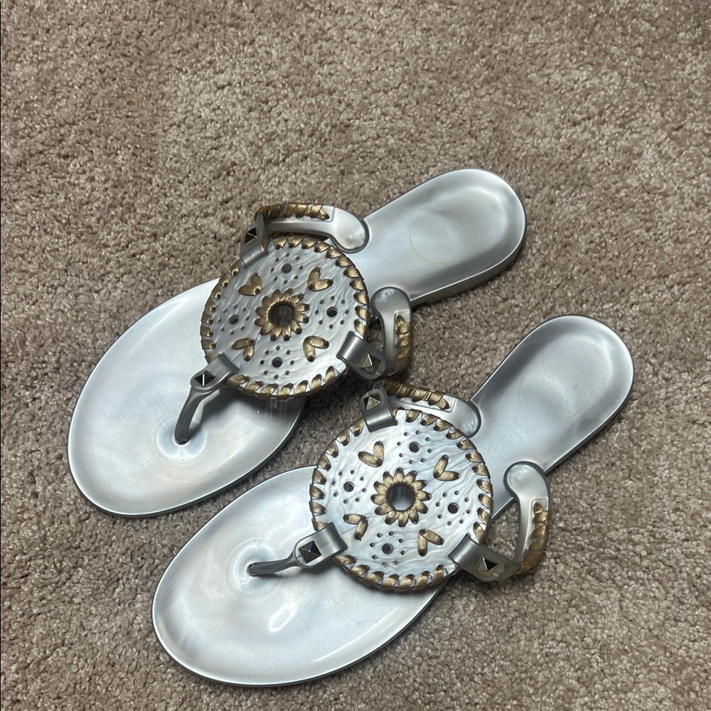 Jack Rogers Metallic Silver and Gold Sandals